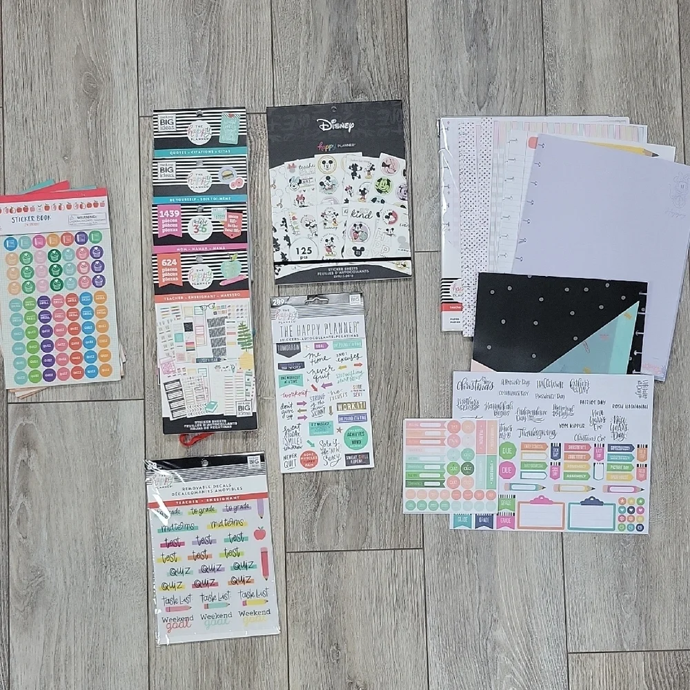 Disney and Happy Planner Sticker And Grading/Notebook Paper Bundle